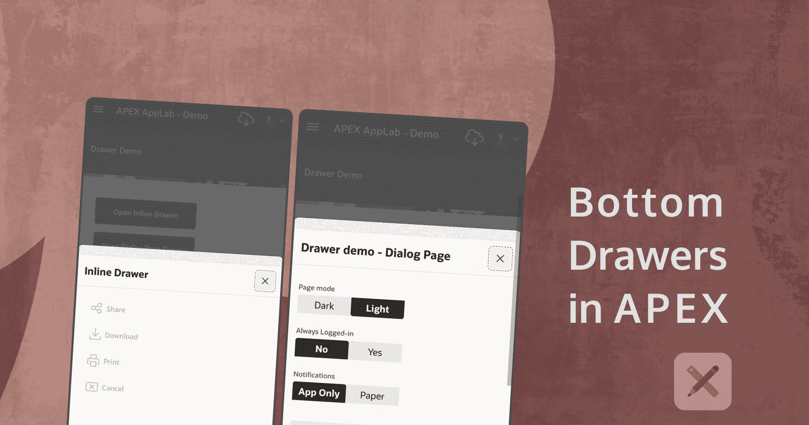 Oracle APEX Drawers for mobile apps
